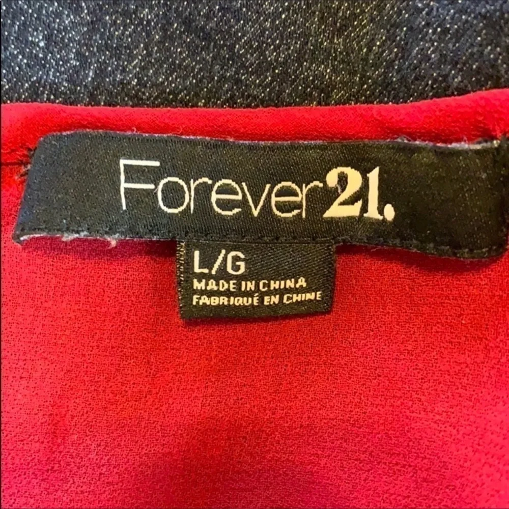 Forever 21 sheer red top with ruffle front Size Large
